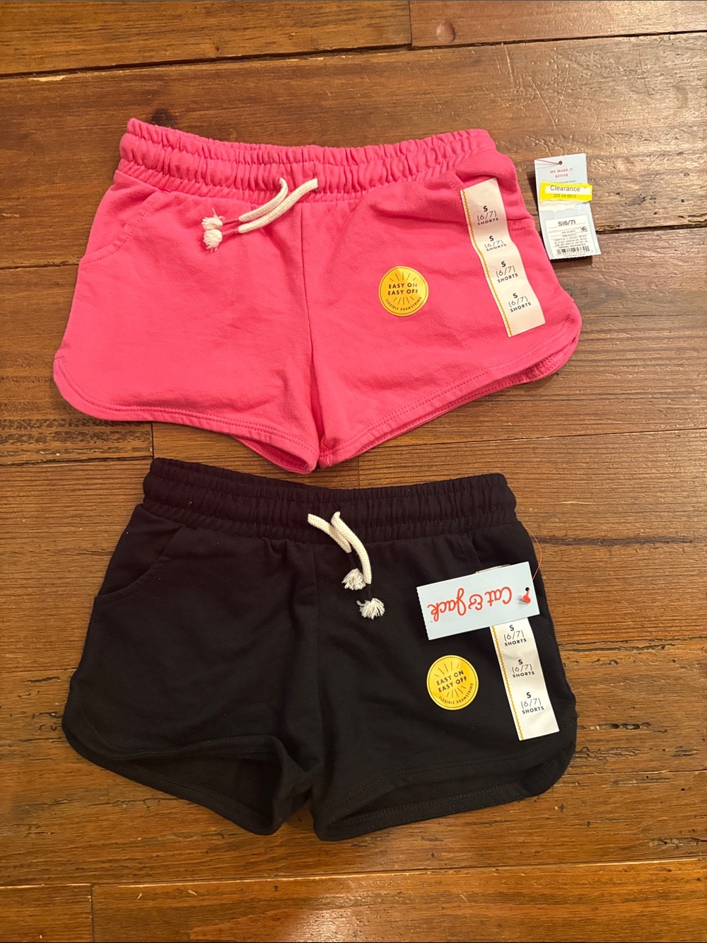 Casual Girls' Drawstring Shorts - Pink & Black